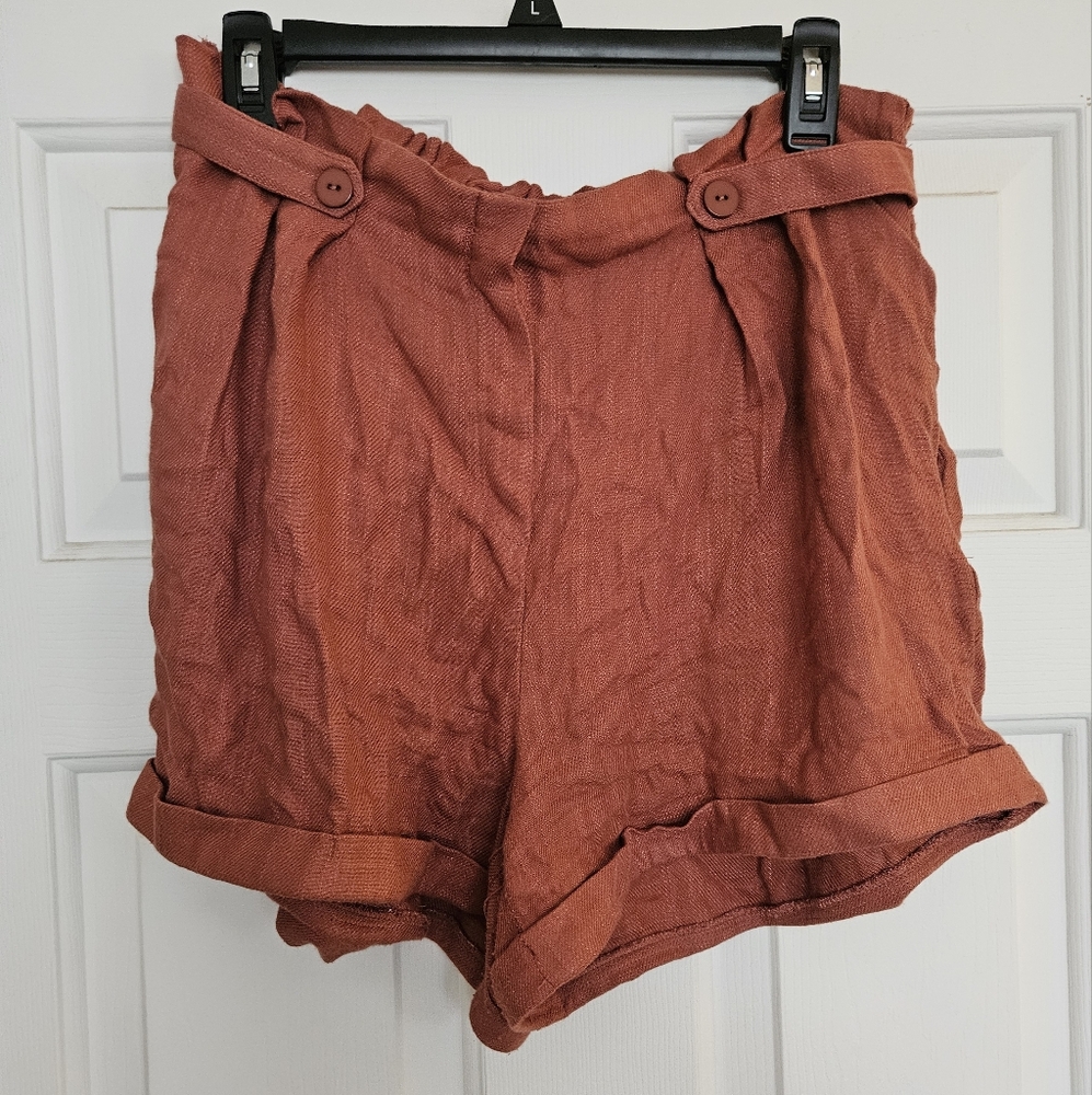 Sienna Sky High Waist Rust Shorts